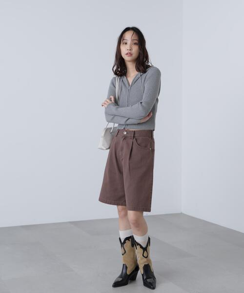 FREE'S MART（フリーズマート）の「◇配色リブショート丈ニットパーカー（ニット/セーター・レディース・グレー/ブラウン/ベージュ・FREE）」の13枚目の写真