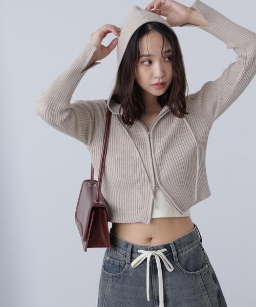 FREE'S MART（フリーズマート）の「◇配色リブショート丈ニットパーカー（ニット/セーター・レディース・グレー/ブラウン/ベージュ・FREE）」の19枚目の写真