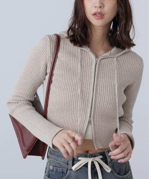 FREE'S MART（フリーズマート）の「◇配色リブショート丈ニットパーカー（ニット/セーター・レディース・グレー/ブラウン/ベージュ・FREE）」の21枚目の写真