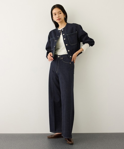 ROPE'（ロペ）の「【KUROKI(クロキ)】センタープレスイージーワイドデニムパンツ/イージーケア・セットアップ対応（デニムパンツ・レディース・ブルー系その他6/ネイビー・38/36）」の18枚目の写真