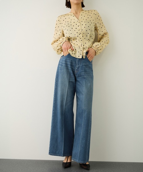 ROPE'（ロペ）の「【KUROKI(クロキ)】センタープレスイージーワイドデニムパンツ/イージーケア・セットアップ対応（デニムパンツ・レディース・ブルー系その他6/ネイビー・38/36）」の20枚目の写真