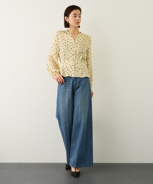 ROPE'（ロペ）の「【KUROKI(クロキ)】センタープレスイージーワイドデニムパンツ/イージーケア・セットアップ対応（デニムパンツ・レディース・ブルー系その他6/ネイビー・38/36）」の22枚目の写真