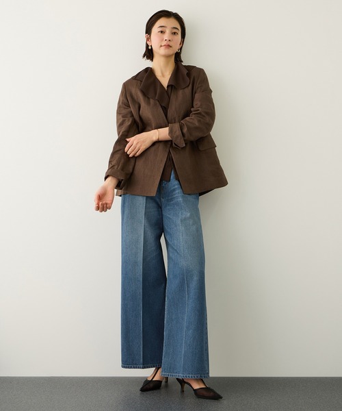 ROPE'（ロペ）の「【KUROKI(クロキ)】センタープレスイージーワイドデニムパンツ/イージーケア・セットアップ対応（デニムパンツ・レディース・ブルー系その他6/ネイビー・38/36）」の3枚目の写真