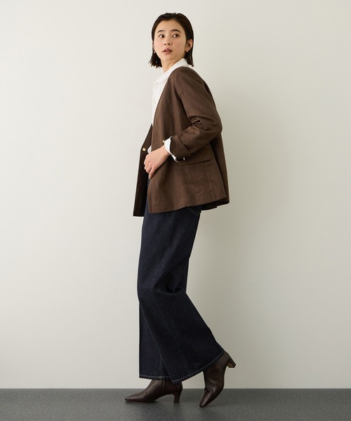 ROPE'（ロペ）の「【KUROKI(クロキ)】センタープレスイージーワイドデニムパンツ/イージーケア・セットアップ対応（デニムパンツ・レディース・ブルー系その他6/ネイビー・38/36）」の4枚目の写真