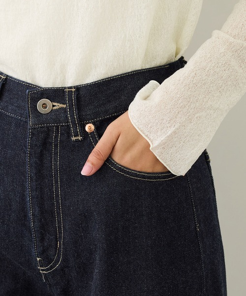 ROPE'（ロペ）の「【KUROKI(クロキ)】センタープレスイージーワイドデニムパンツ/イージーケア・セットアップ対応（デニムパンツ・レディース・ブルー系その他6/ネイビー・38/36）」の11枚目の写真