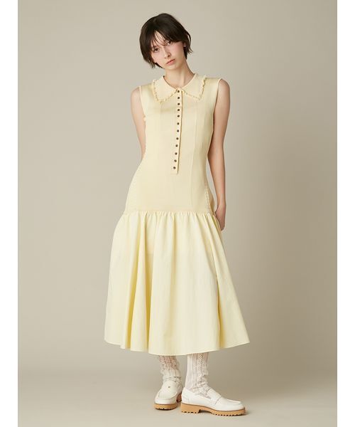 FURFUR（ファーファー）の「ポロニットワンピース（ワンピース・レディース・イエロー/ホワイト/ブラック・F）」の5枚目の写真