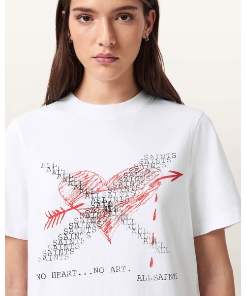ALLSAINTS（オールセインツ）の「HEARTACHE LISA CREW NECK T-SHIRT | HEARTACHE LISA クルー ネック Tシャツ（Tシャツ/カットソー・レディース・ホワイト・XS/S/M）」の2枚目の写真