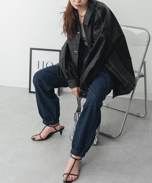 aity(アイティ)の「M-4L リラックスワイドパラシュートデニムパンツ(デニムパンツ・レディース・ライトブルー/ワンウォッシュ/ネイビー・M/L/LL/3L/4L)」の1枚目の写真