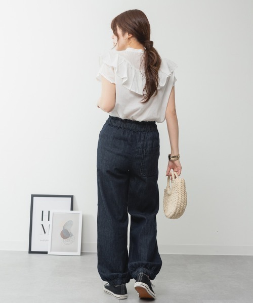 aity(アイティ)の「M-4L リラックスワイドパラシュートデニムパンツ(デニムパンツ・レディース・ライトブルー/ワンウォッシュ/ネイビー・M/L/LL/3L/4L)」の7枚目の写真