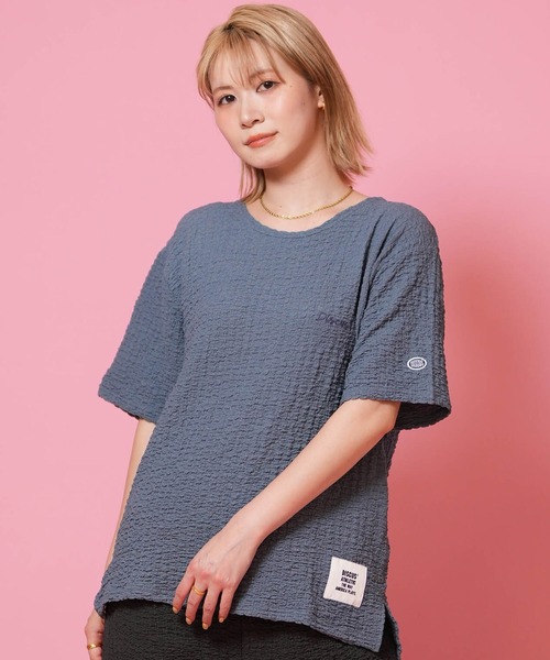 DISCUS ATHLETIC(ディスカス アスレチック)の「DISCUS ATHLETIC/ディスカスアスレチック 半袖 Tシャツ 6287-9971(Tシャツ/カットソー・レディース・スミクロ/グレイッシュブルー/ピンク・L/M)」の1枚目の写真