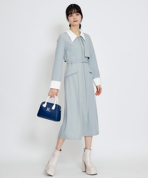 REDYAZEL(レディアゼル)の「フロントZIPバイカラーロングシャツワンピース(ワンピース・レディース・グリーン/サックスブルー/ネイビー・MEDIUM/SMALL)」の16枚目の写真