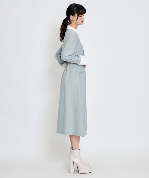 REDYAZEL(レディアゼル)の「フロントZIPバイカラーロングシャツワンピース(ワンピース・レディース・グリーン/サックスブルー/ネイビー・MEDIUM/SMALL)」の17枚目の写真