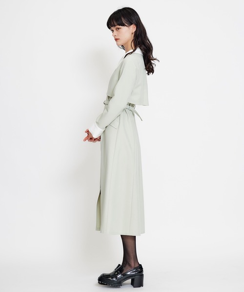 REDYAZEL(レディアゼル)の「フロントZIPバイカラーロングシャツワンピース(ワンピース・レディース・グリーン/サックスブルー/ネイビー・MEDIUM/SMALL)」の9枚目の写真