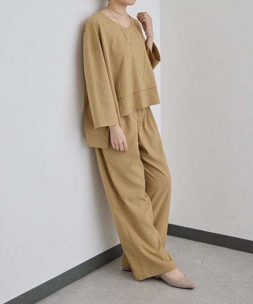 ear PAPILLONNER（イアパピヨネ）の「オンオフ兼用ライトイージーパンツ【SUM1 STYLE(スミスタイル)】（その他パンツ・レディース・ブルー系その他/キャメル/ブラック・FREE）」の13枚目の写真