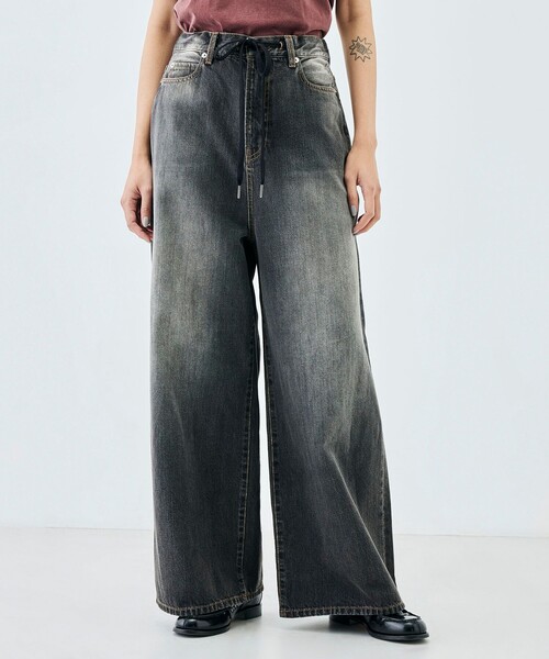 EDITION（エディション）の「ブラックデニム ドローコードパンツ（デニムパンツ・レディース・チャコールグレー/ブラック・38/36/34）」の3枚目の写真