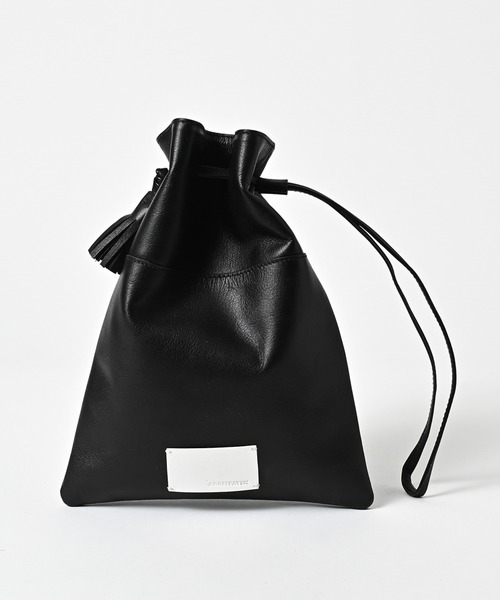 ADAM PATEK(アダムパテック)の「【ADAMPATEK/アダムパテック】water repellent leather mini drawstring bag/撥水レザーミニ巾着バッグ(ハンドバッグ・メンズ・ブラック・FREE)」の1枚目の写真