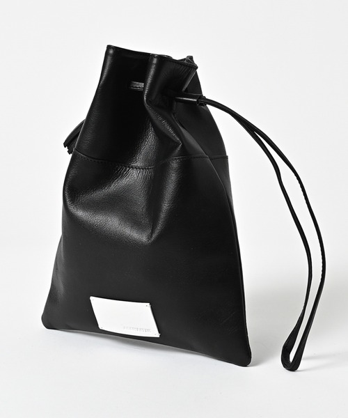 ADAM PATEK(アダムパテック)の「【ADAMPATEK/アダムパテック】water repellent leather mini drawstring bag/撥水レザーミニ巾着バッグ(ハンドバッグ・メンズ・ブラック・FREE)」の4枚目の写真