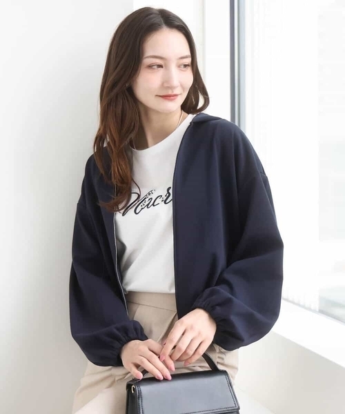 MK MICHEL KLEIN(エムケーミッシェルクラン)の「コットンポンチパーカー/洗える(パーカー・レディース・ネイビー/ベージュ・38)」の3枚目の写真