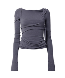 FLAREUP（フレアアップ）の「Layered Bustier Long Sleeve (FL-105_Charcoal)（Tシャツ/カットソー）」