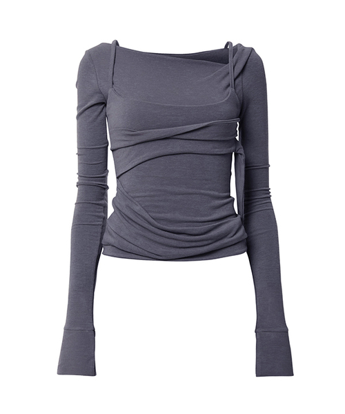 FLAREUP(フレアアップ)の「Layered Bustier Long Sleeve (FL-105_Charcoal)(Tシャツ/カットソー・レディース・チャコール・OS)」の1枚目の写真