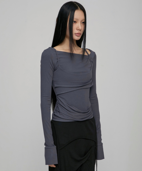 FLAREUP(フレアアップ)の「Layered Bustier Long Sleeve (FL-105_Charcoal)(Tシャツ/カットソー・レディース・チャコール・OS)」の3枚目の写真