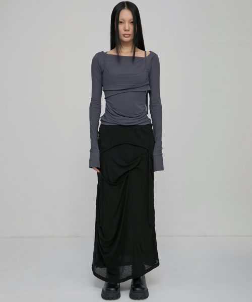 FLAREUP(フレアアップ)の「Layered Bustier Long Sleeve (FL-105_Charcoal)(Tシャツ/カットソー・レディース・チャコール・OS)」の5枚目の写真