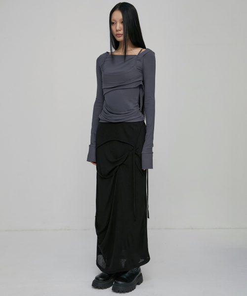 FLAREUP(フレアアップ)の「Layered Bustier Long Sleeve (FL-105_Charcoal)(Tシャツ/カットソー・レディース・チャコール・OS)」の6枚目の写真