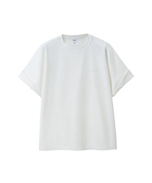 ナチュラルワイドカフスコットンエンボオーバーサイズTシャツ（ホワイト/ライトグレー/ブラック）