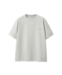 ナチュラルワイドカフスコットンエンボオーバーサイズTシャツ(ホワイト/ライトグレー/ブラック)