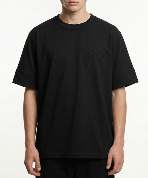 BUTTON SEOUL(ボタンソウル)の「ナチュラルワイドカフスコットンエンボオーバーサイズTシャツ(ホワイト/ライトグレー/ブラック)(Tシャツ/カットソー・メンズ・ホワイト/ブラック/ライトグレー・M(48)/L(50)/XL)」の9枚目の写真