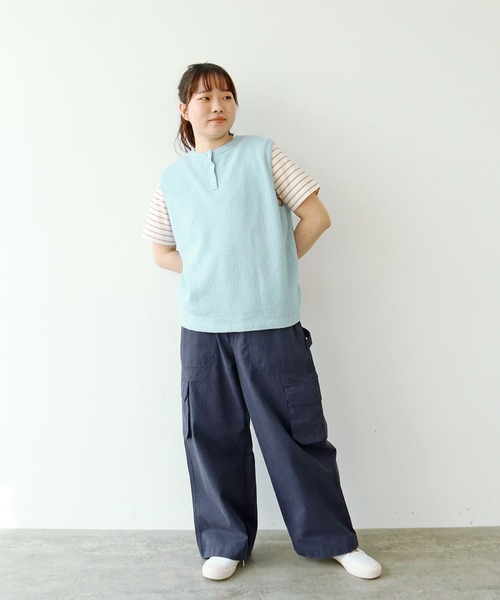 PAR ICI(パーリッシィ)の「ファンシーヤーン 模様編みニットベスト(ベスト・レディース・サックスブルー/ブラック/アイボリー・FREE)」の9枚目の写真