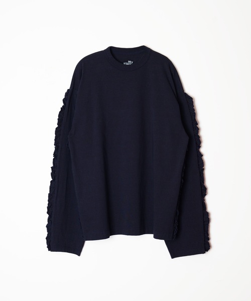 HOLIDAY(ホリデイ)の「SUPER FINE DRY RUFFLE RUFFLE L/S TOPS スーパーファインドライラッフルラッフルロングスリーブトップス(Tシャツ/カットソー・レディース・ダークネイビー/ホワイト/ブラック・XL)」の1枚目の写真