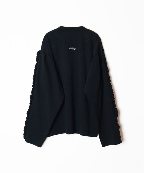 HOLIDAY(ホリデイ)の「SUPER FINE DRY RUFFLE RUFFLE L/S TOPS スーパーファインドライラッフルラッフルロングスリーブトップス(Tシャツ/カットソー・レディース・ダークネイビー/ホワイト/ブラック・XL)」の9枚目の写真