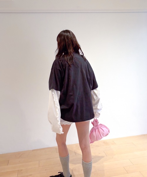 HOLIDAY(ホリデイ)の「SUPER FINE DRY RUFFLE RUFFLE L/S TOPS スーパーファインドライラッフルラッフルロングスリーブトップス(Tシャツ/カットソー・レディース・ダークネイビー/ホワイト/ブラック・XL)」の6枚目の写真