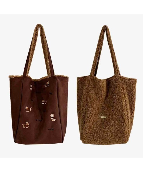 tone(トーン)の「【88eighty-eight】ふわふわもこもこ子犬刺繍リバーシブルトートバッグ【import】(MA)(トートバッグ・レディース・ブラウン・FREE)」の5枚目の写真