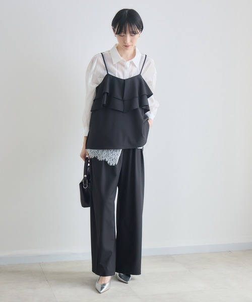 Paradise Picnic（パラダイスピクニック）の「cloche ドライタッチツータックパンツ（その他パンツ・レディース・ブラック/グレイッシュベージュ/チャコールグレー・FREE）」の10枚目の写真
