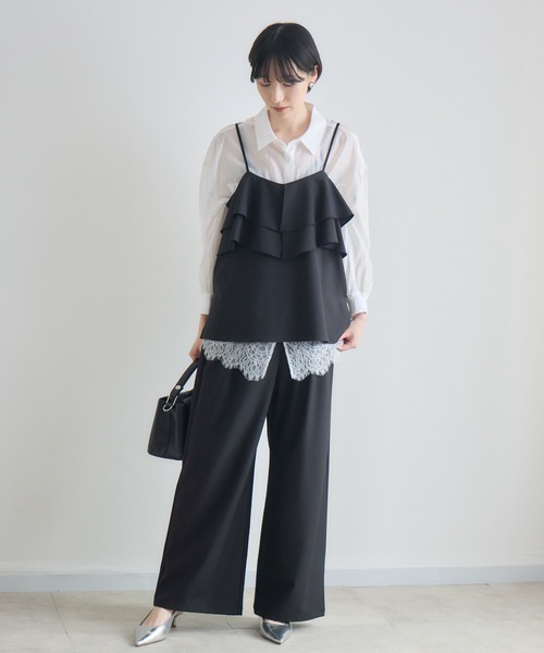 Paradise Picnic（パラダイスピクニック）の「cloche ドライタッチツータックパンツ（その他パンツ・レディース・ブラック/グレイッシュベージュ/チャコールグレー・FREE）」の11枚目の写真
