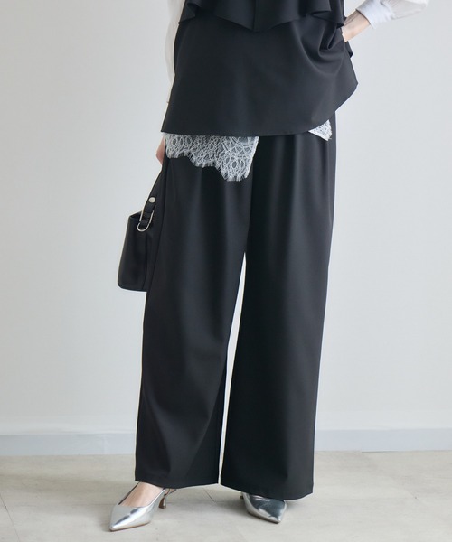Paradise Picnic（パラダイスピクニック）の「cloche ドライタッチツータックパンツ（その他パンツ・レディース・ブラック/グレイッシュベージュ/チャコールグレー・FREE）」の4枚目の写真