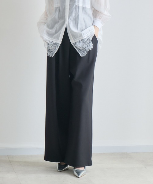 Paradise Picnic（パラダイスピクニック）の「cloche ドライタッチツータックパンツ（その他パンツ・レディース・ブラック/グレイッシュベージュ/チャコールグレー・FREE）」の6枚目の写真