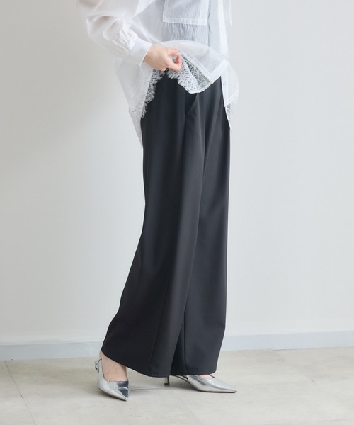 Paradise Picnic（パラダイスピクニック）の「cloche ドライタッチツータックパンツ（その他パンツ・レディース・ブラック/グレイッシュベージュ/チャコールグレー・FREE）」の9枚目の写真