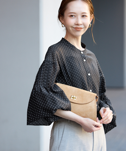 SLOBE IENA(スローブイエナ)の「ドットピンタックバルーンスリーブブラウス(シャツ/ブラウス・レディース・ホワイト/ブラック・FREE)」の10枚目の写真