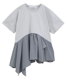 異素材MIXアシメドレーププルオーバー