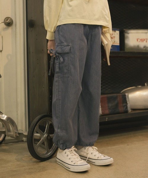 GLOBAL WORK(グローバルワーク)の「カーブドロストリボンパンツ/646205(カーゴパンツ・キッズ・ピンク/ブルー/ブラック/グレイッシュベージュ/カーキ・130cm/140cm/150cm/160cm)」の12枚目の写真