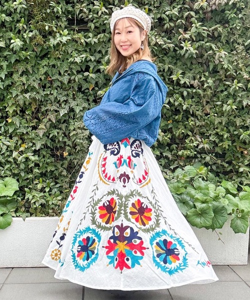 チャイハネ（チャイハネ）の「【チャイハネ】シフレーフード付きカーディガン（カーディガン/ボレロ・レディース・ブルー/オレンジ/ホワイト・FREE）」の10枚目の写真