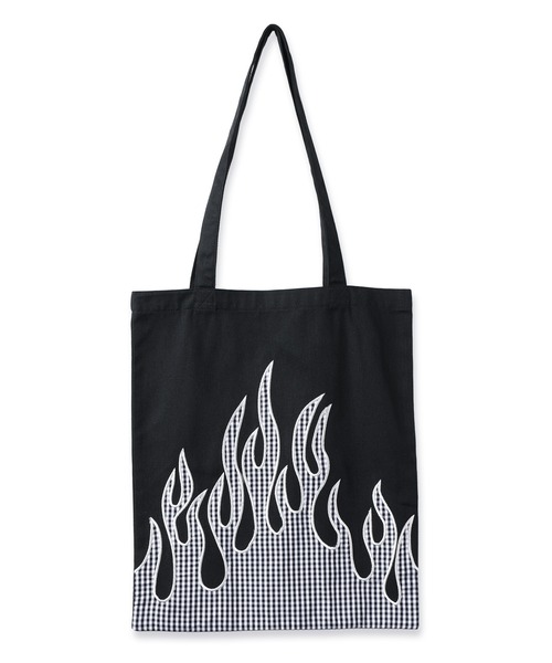 JIEDA(ジエダ)の「FLAME PATTERN TOTE BAG(エコバッグ/サブバッグ・メンズ・ブラウン/ブラック/ホワイト・ONESIZE)」の5枚目の写真