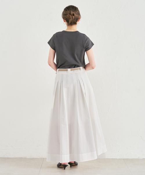 Noble(ノーブル)の「《追加・WEB限定カラー》スビンコットンスムースコンパクトTシャツ(Tシャツ/カットソー・レディース・ピンク/ホワイト/チャコールグレー/イエロー・FREE)」の9枚目の写真