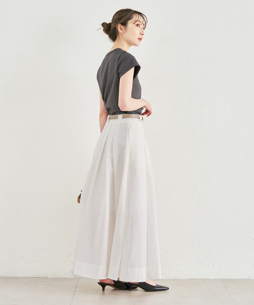 Noble(ノーブル)の「《追加・WEB限定カラー》スビンコットンスムースコンパクトTシャツ(Tシャツ/カットソー・レディース・ピンク/ホワイト/チャコールグレー/イエロー・FREE)」の14枚目の写真