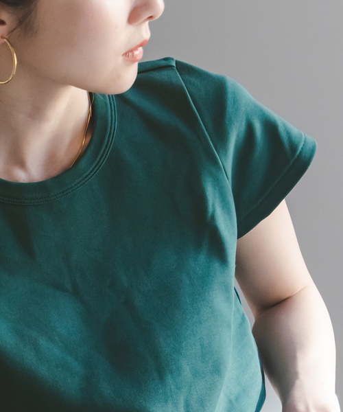 Noble（ノーブル）の「《追加・WEB限定カラー》スビンコットンスムースコンパクトTシャツ（Tシャツ/カットソー・レディース・ピンク/ホワイト/チャコールグレー/イエロー/モスグリーン・FREE）」の13枚目の写真