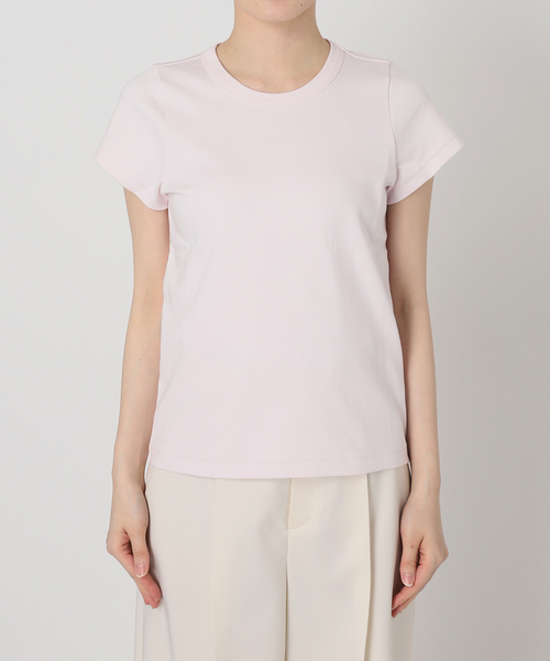 Noble（ノーブル）の「《追加・WEB限定カラー》スビンコットンスムースコンパクトTシャツ（Tシャツ/カットソー・レディース・ピンク/ホワイト/チャコールグレー/イエロー/モスグリーン・FREE）」の9枚目の写真