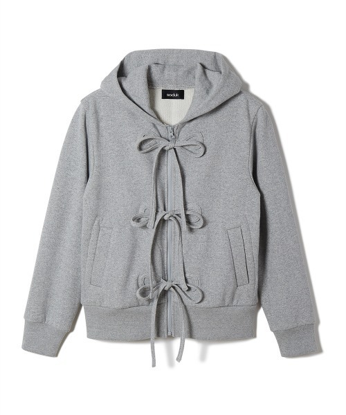soduk（スドーク）の「【soduk】26SS新作 ribbon zip hoodie / リボンジップフーディー（スウェット・レディース・グレー・ONE SIZE）」の7枚目の写真